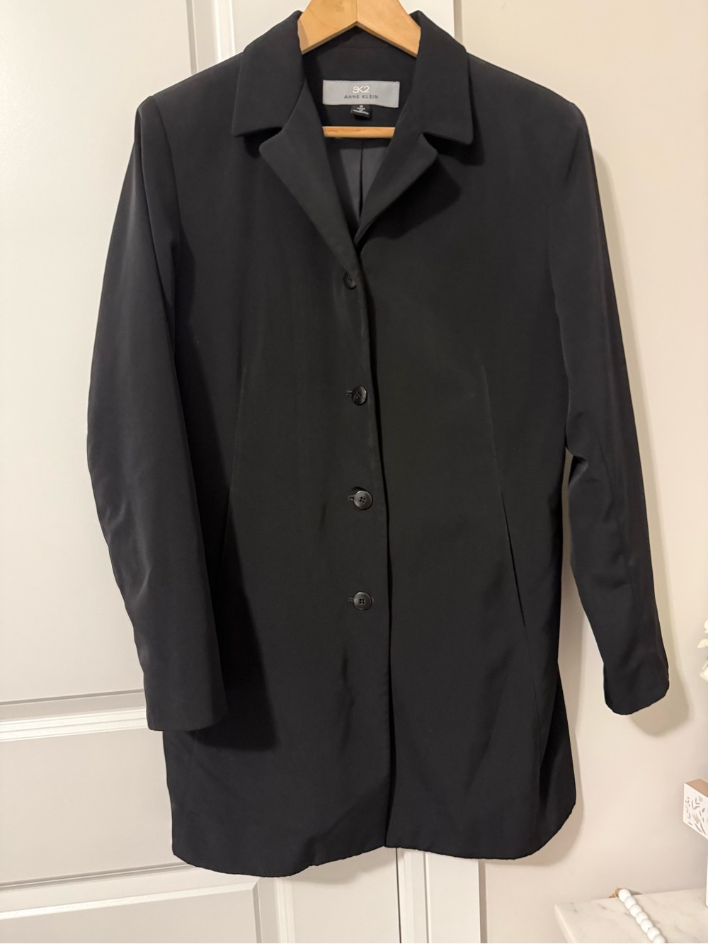 Anne Klein Black Single-Breasted Women's Coat size Small